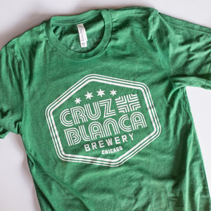 Vintage Unisex Green Cruz Blanca T-Shirt